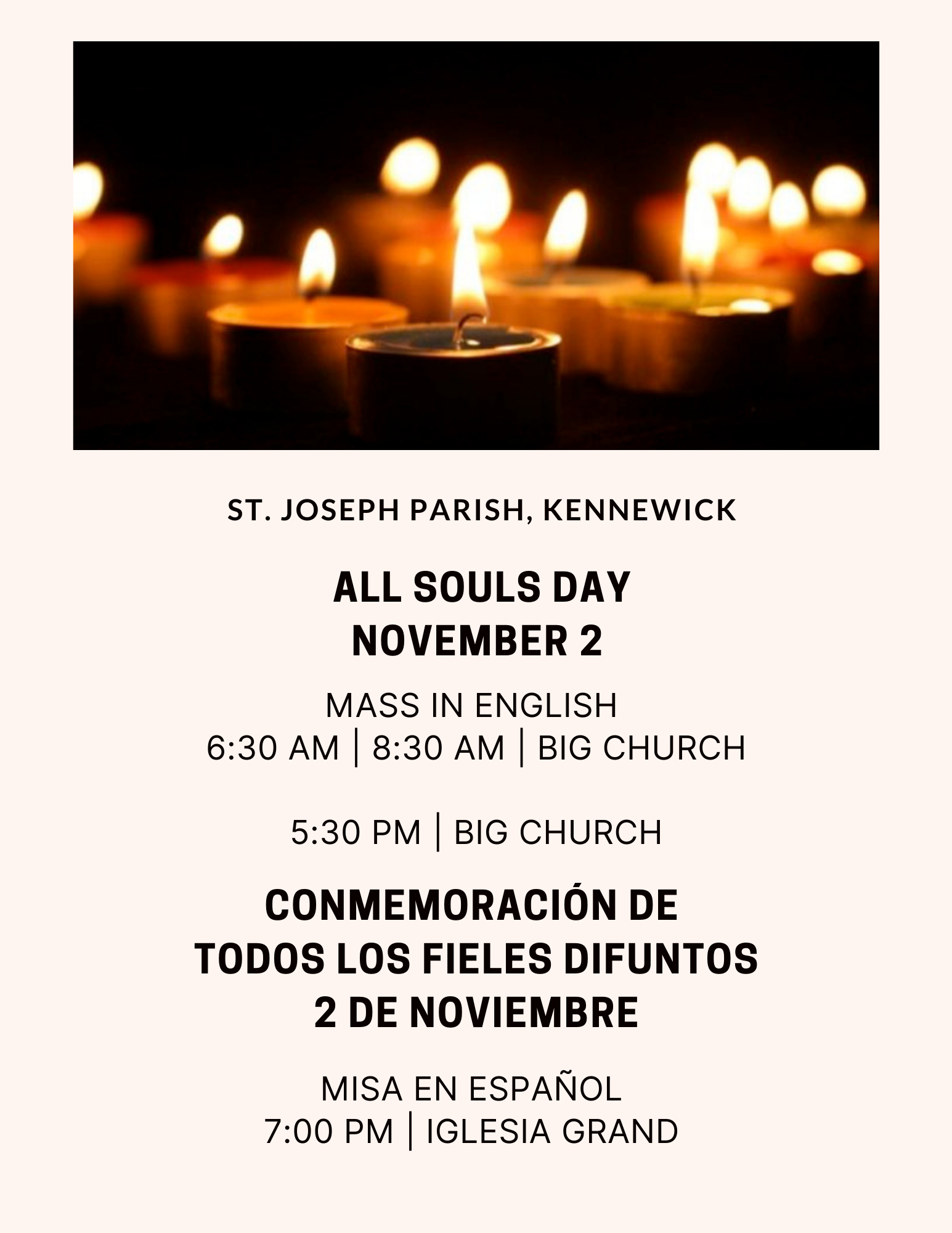 All Souls Day Nov 2 St. Joseph Parish Kennewick, WA