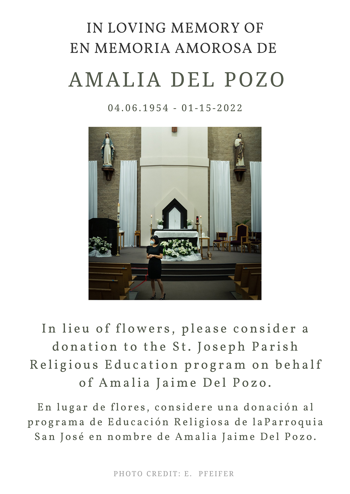 In Memory - donation on Behalf of Amalia donation on Behalf of Amalia
